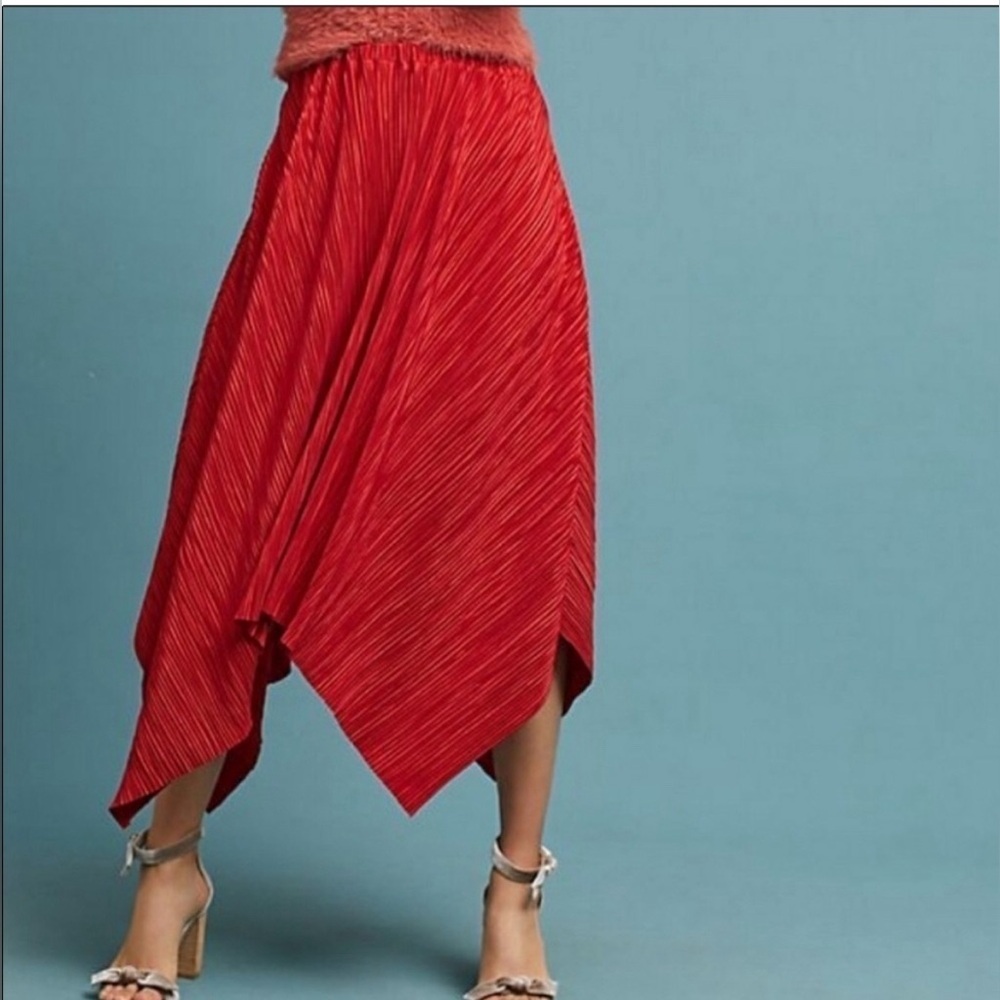 Anthropologie Sunday in Brooklyn Red Asymmetrical Skirt - Picture 3 of 6